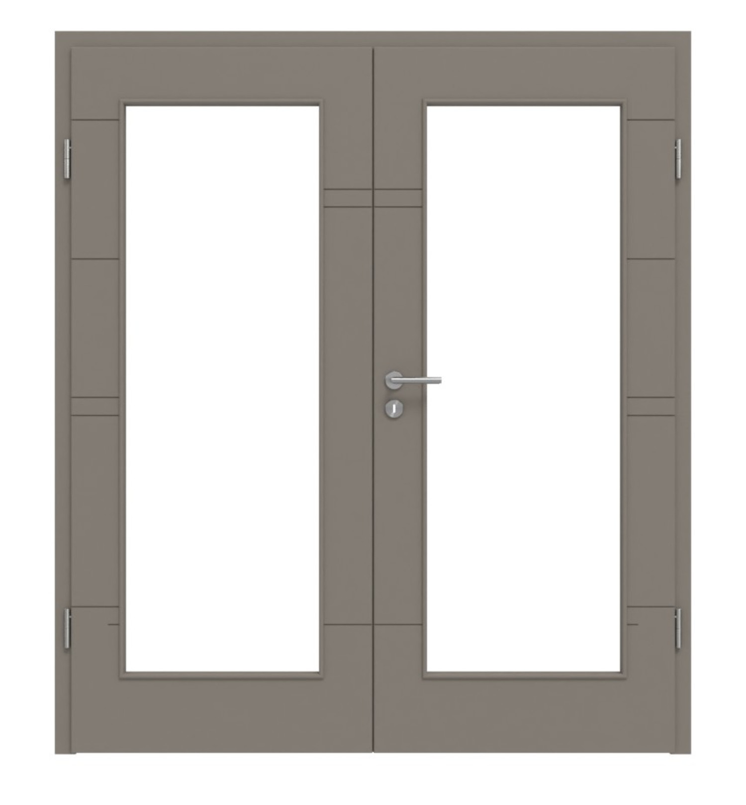 HÖRMANN Doppelflügeltür Groove 50 Taupe RAL 7048 Lack DesignLine mit Lichtausschnitt LA 8 mit Zarge