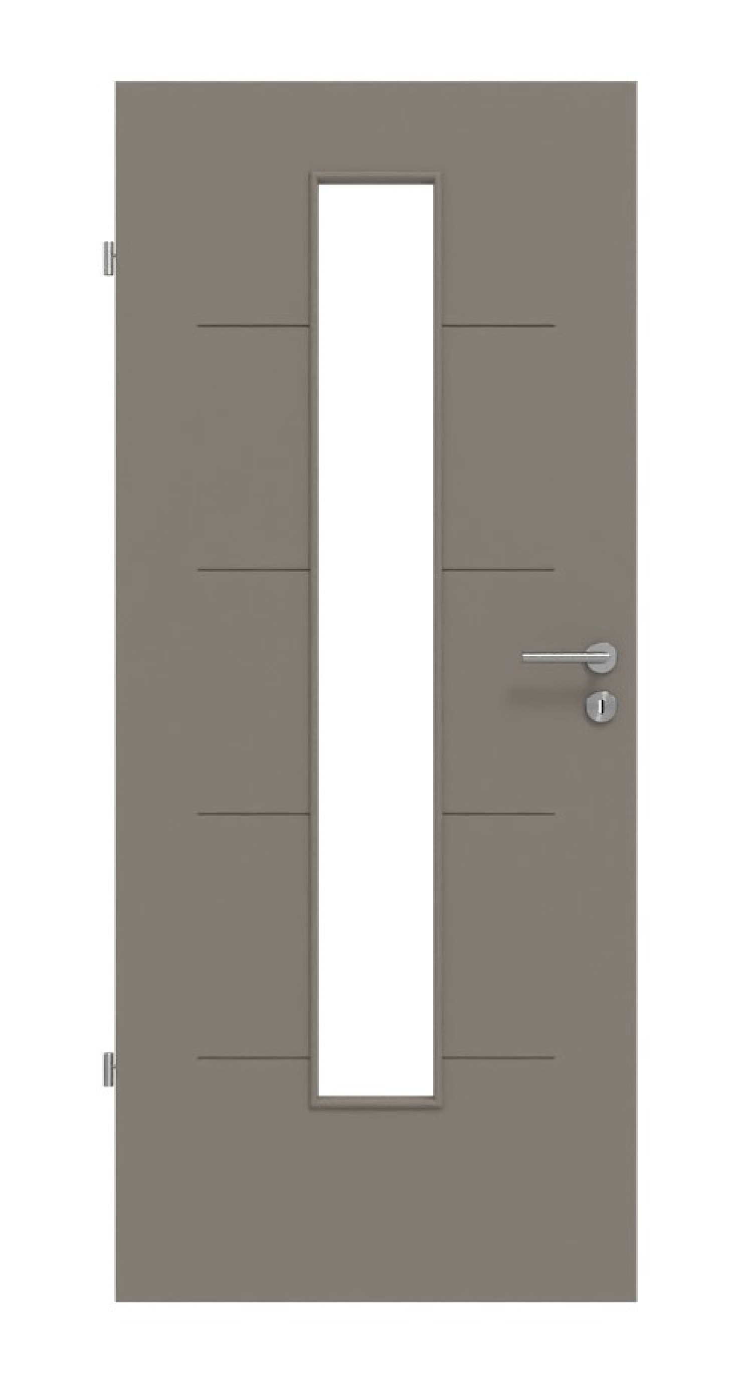 HÖRMANN Innentür Groove 14 Taupe RAL 7048 Lack DesignLine mit Lichtausschnitt LA 24 mittig