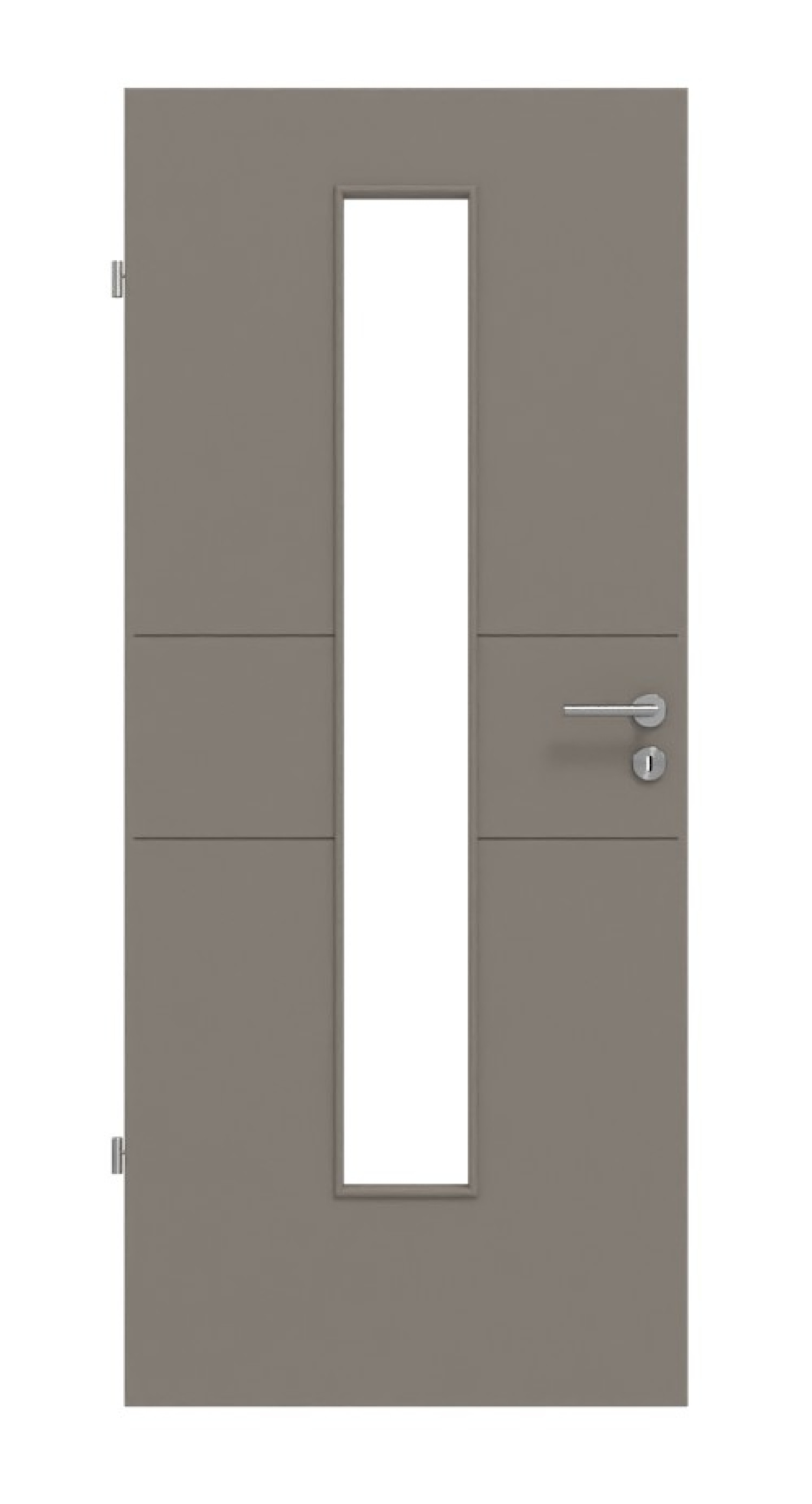 Frontansicht von Groove 29 LA 24 mittig DesignLine Lack Taupe RAL 7048 Innentür - Hörmann