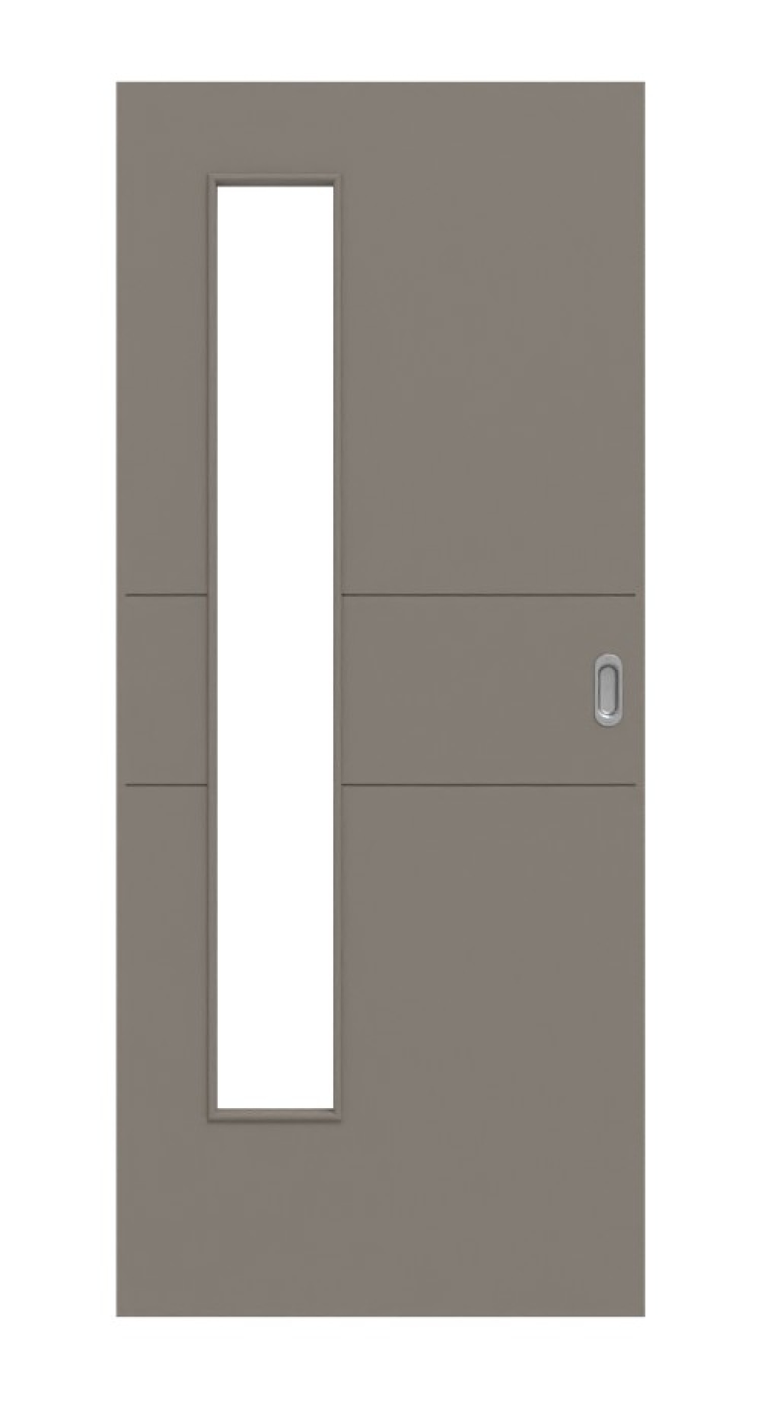 HÖRMANN Schiebetür Groove 29 Taupe RAL 7048 Lack DesignLine mit Lichtausschnitt LA 24 bandseitig