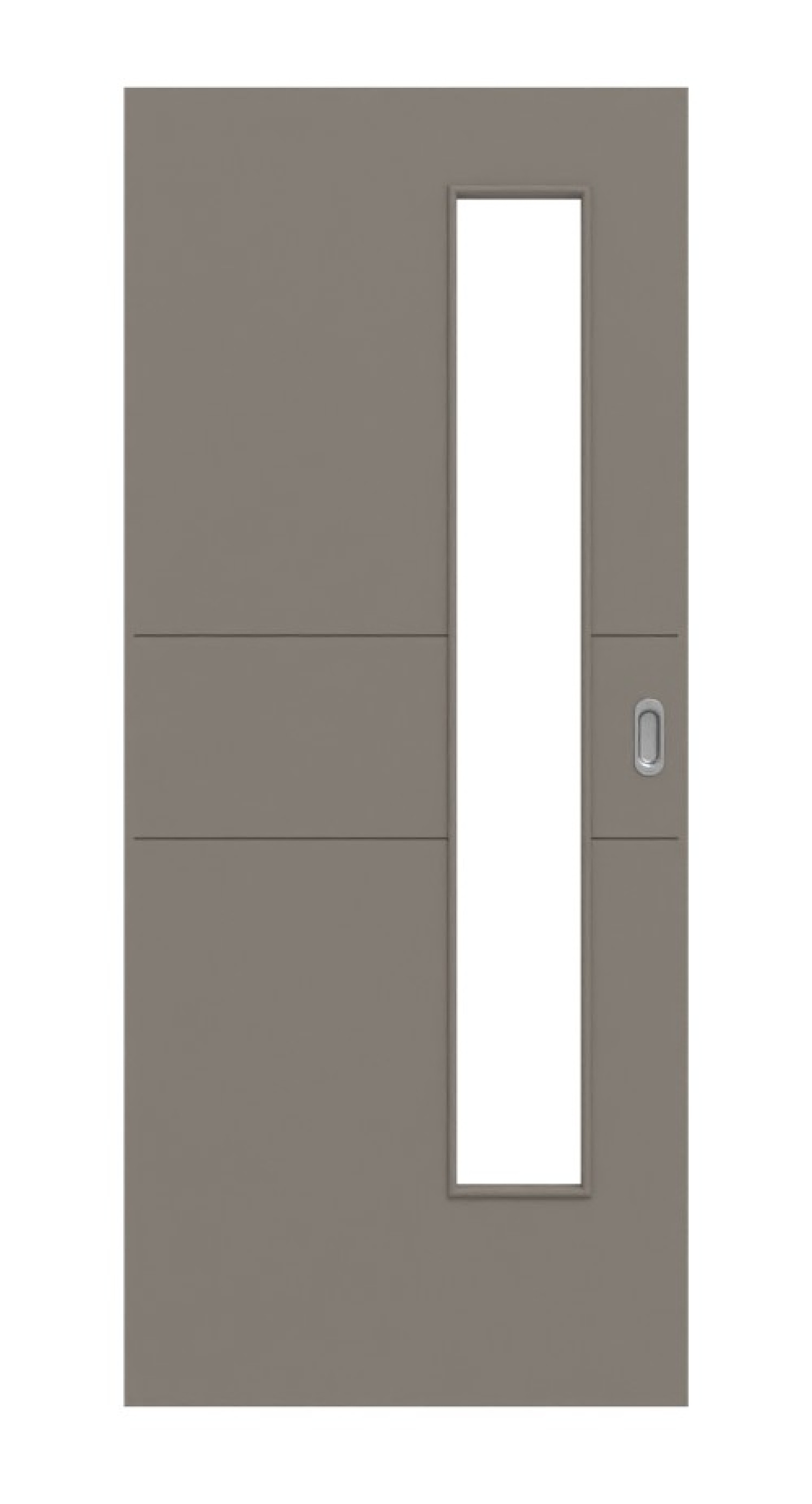 Frontansicht von Groove 29 LA 24 schlossseitig DesignLine Lack Taupe RAL 7048 Schiebetür - Hörmann