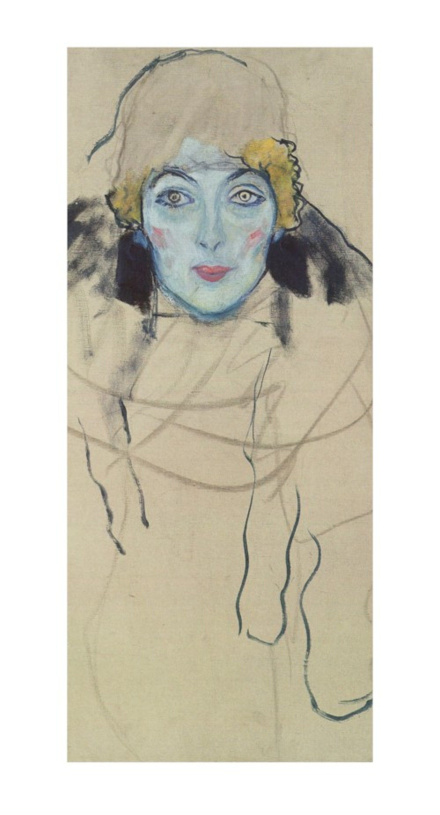Gustav Klimt Reproduktion auf eigener Innentür Frauenkopf