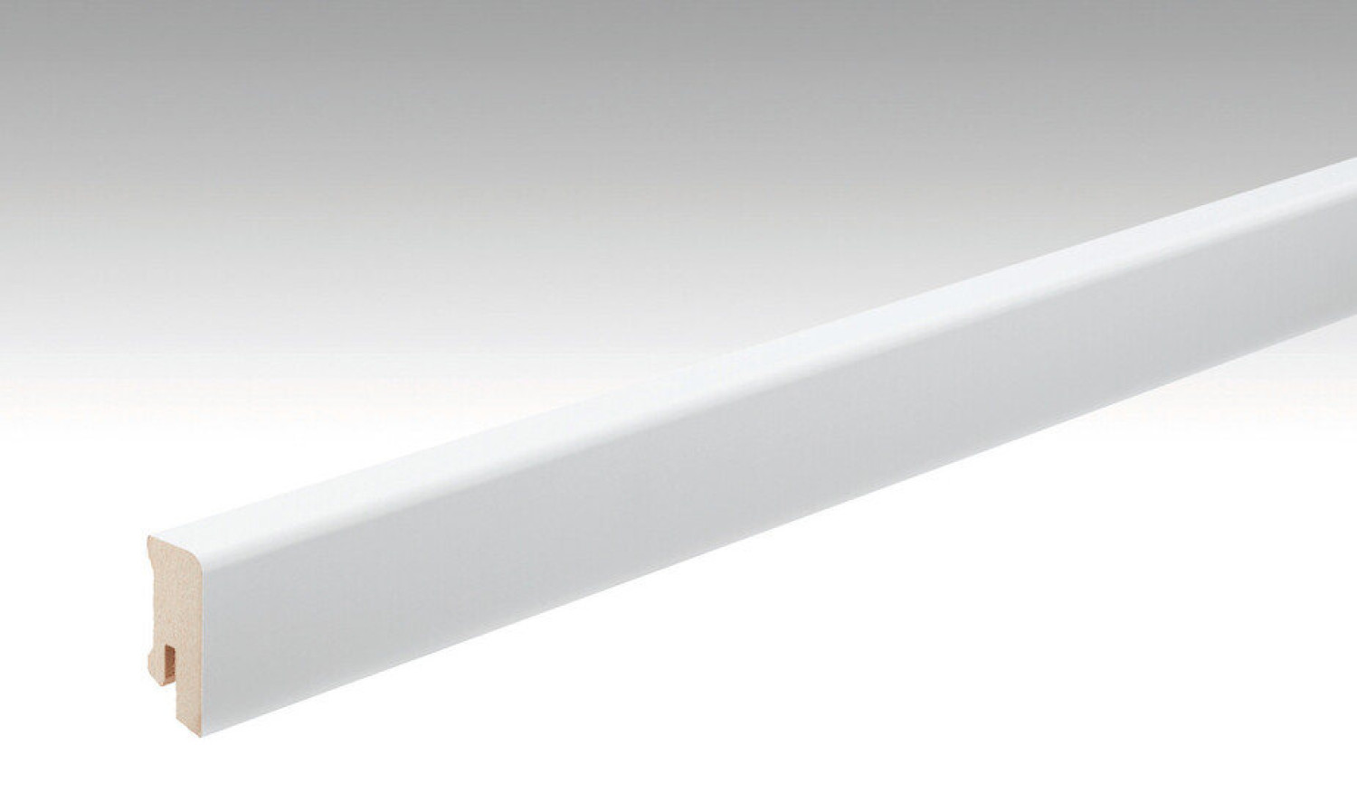 Neutrale, weiße Fußleiste Profil 14 MK (2380 x 16 x 38 mm) (streichfähig) - MEISTER