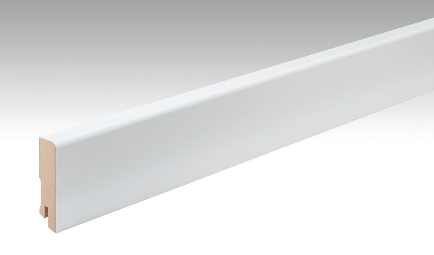 Neutrale, weiße Fußleiste Profil 15 MK (2380 x 16 x 60 mm) (streichfähig) - MEISTER