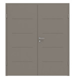 Frontansicht von Groove 14 ProLine Lack Taupe RAL 7048 Doppelflügeltür inkl. Zarge - Hörmann