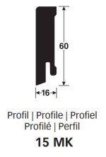 Querschnitt von Anthrazit Fußleiste Profil 15 MK (2380 x 16 x 60 mm) - MEISTER